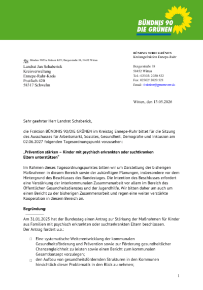 Antrag Prävention stärken