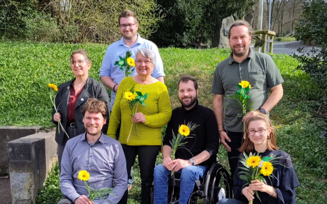 Der neue Vorstand des Kreisverbandes von Bündnis 90/Die Grünen im Ennepe-Ruhr-Kreis. Von links nach rechts: Stefanie Gutscher, Martin Schmid, Johannes Schwarz, Karen Haltaufderheide-Uebelgünn, Lukas Schauder, Marcel Gießwein, Charlotte Marx Im Bild fehlt Susanna Ahlborn.